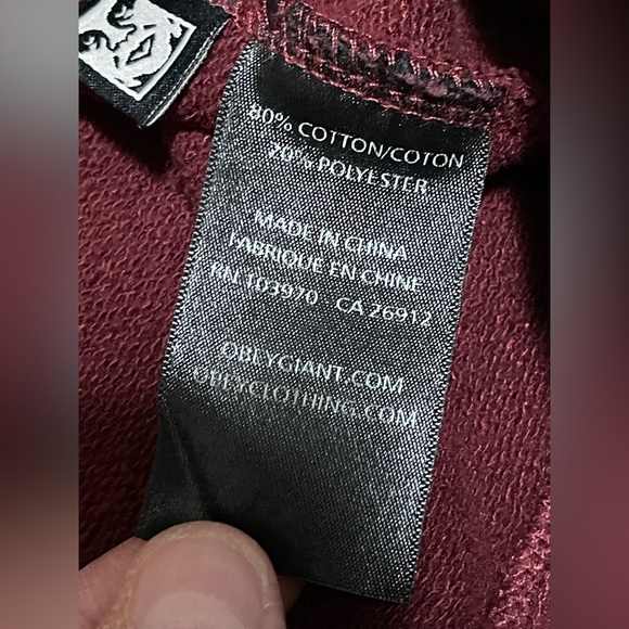 GENTLY USED OBEY “SHADOW BLOCK LOGO” HOODIE IN MAROON RED SIZE LARGE NICE WARM!! - Picture 11 of 16